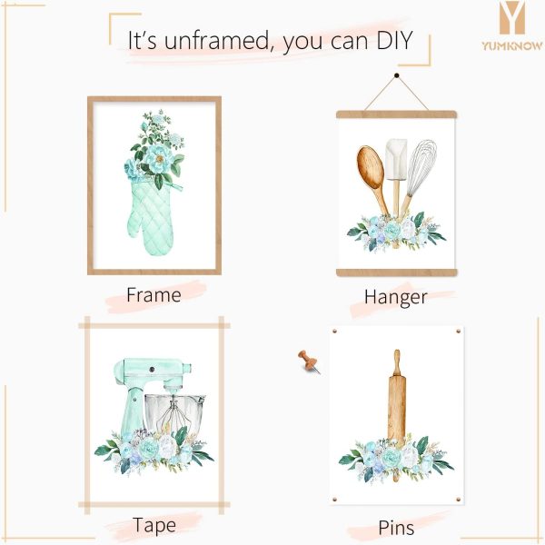 61FodNEsO0L._AC_SL1500_.jpg for Cooks and Chefs - Retro Modern Turquise Cyan Flower Kitchen Signs