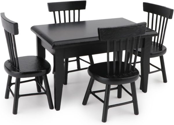 61Hoy5vlDYL._AC_SL1500_.jpg Table & Chair for 1 12 Scale Wooden Furniture Model 5pcs House