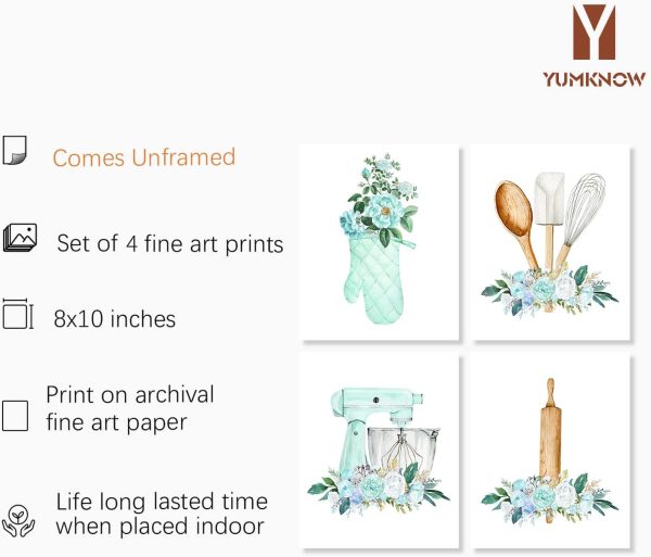 61VpfoFrzWL._AC_SL1500_.jpg for Cooks and Chefs - Retro Modern Turquise Cyan Flower Kitchen Signs