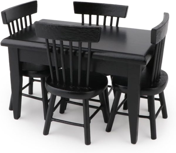 61mPExXJ0aL._AC_SL1500_.jpg Table & Chair for 1 12 Scale Wooden Furniture Model 5pcs House