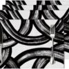 and White Curve Patterned Linen Placemats Set of 4, Washable Non-Slip Heat-Resistant
