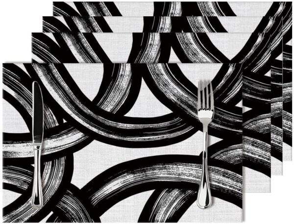 71AVY7eYyL._AC_SL1000_.jpg and White Curve Patterned Linen Placemats Set of 4, Washable Non-Slip Heat-Resistant