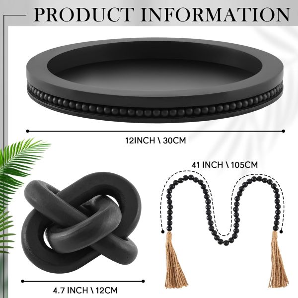 71CAZcKy8eL._AC_SL1500_.jpg 3 Pcs Coffee Table Decor Include 12in Black Wooden Serving Tray Wood