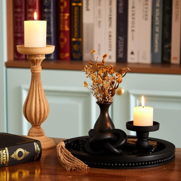 71MDZ-SkoL._AC_SL1500_.jpg 3 Pcs Coffee Table Decor Include 12in Black Wooden Serving Tray Wood