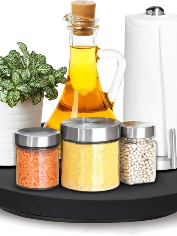 Wooden Lazy Susan Turntable Organizer Cabinet Round Bathroom Vanity Rotating Tray 10"