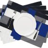 Black White Placemats of 4 Geometric Square Table Place Mats Waterproof Burlap