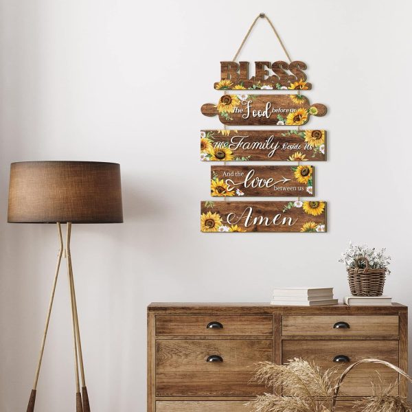 71YbecknxnL._AC_SL1500_.jpg Kitchen Wall Decor Bless The Food Before Us Sign Farmhouse Wooden Signs
