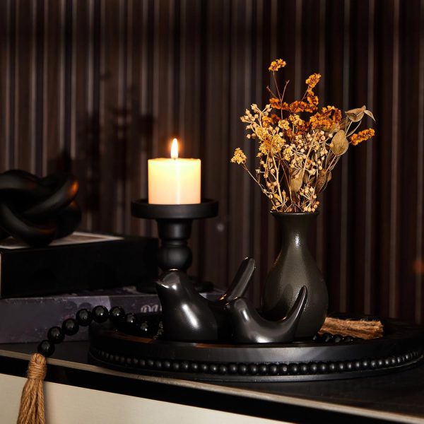 71ePU3GSQTL._AC_SL1500_.jpg 3 Pcs Coffee Table Decor Include 12in Black Wooden Serving Tray Wood