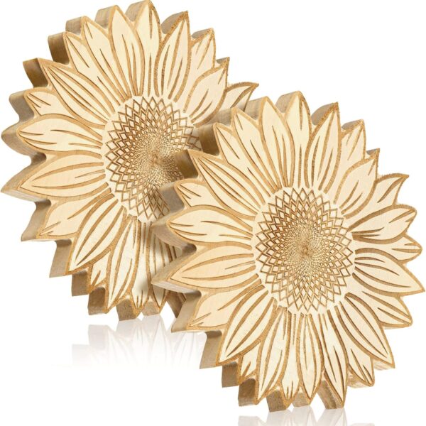 Pcs Sunflower Wooden Trivets for Hot Dishes Non Slip Heat Resistant Wood