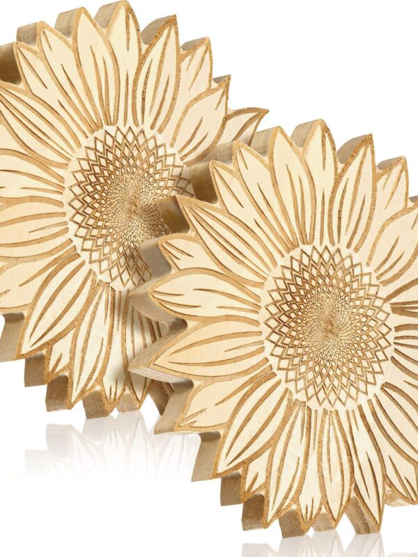 Pcs Sunflower Wooden Trivets for Hot Dishes Non Slip Heat Resistant Wood
