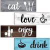 4 Pcs Farmhouse Kitchen Wall Decor Eat Drink Enjoy Love Rustic Wood