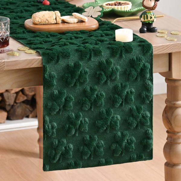 Mode Green Soft Plush Faux Fur Jacquard Lucky Clover St. Patrick's Day