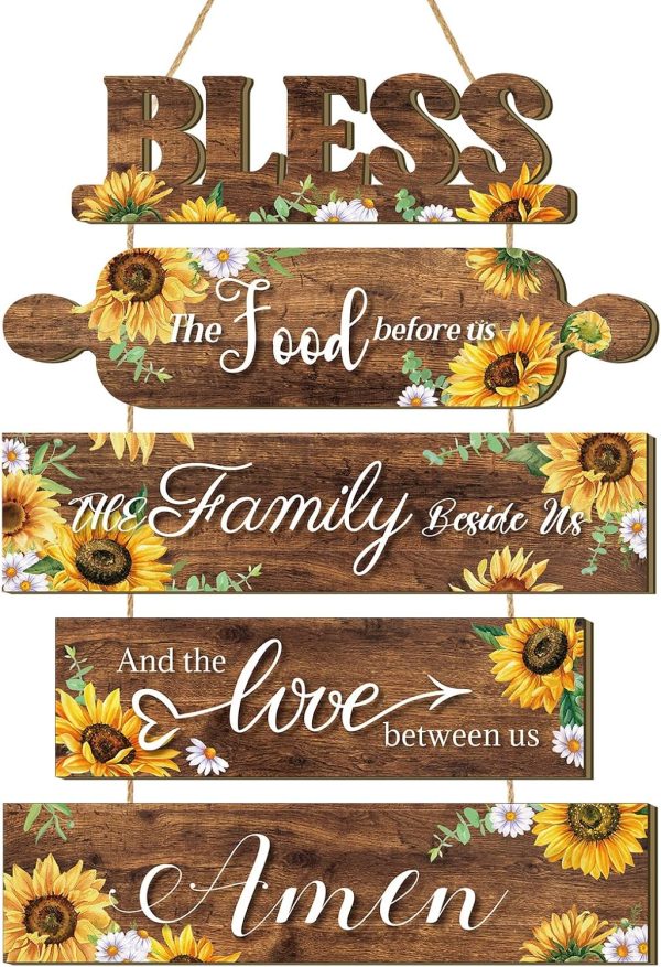 81krAGj8QCL._AC_SL1500_.jpg Kitchen Wall Decor Bless The Food Before Us Sign Farmhouse Wooden Signs