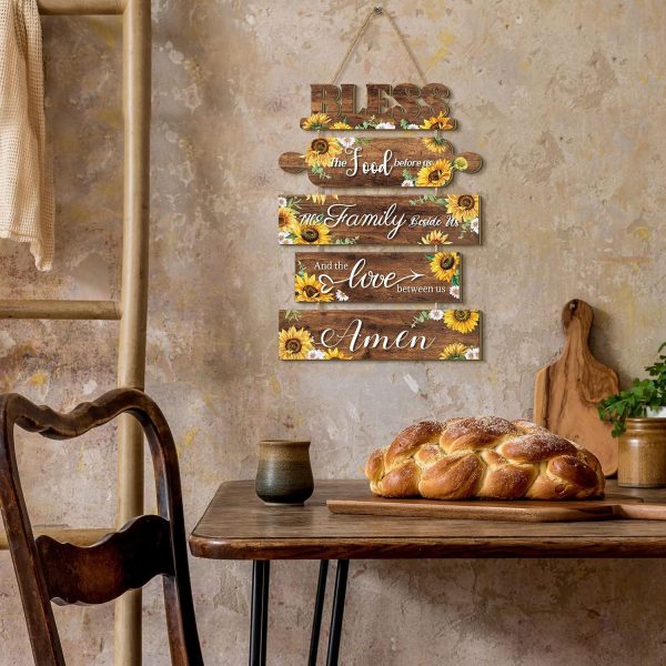 81tbsmYka4L._AC_SL1500_.jpg Kitchen Wall Decor Bless The Food Before Us Sign Farmhouse Wooden Signs