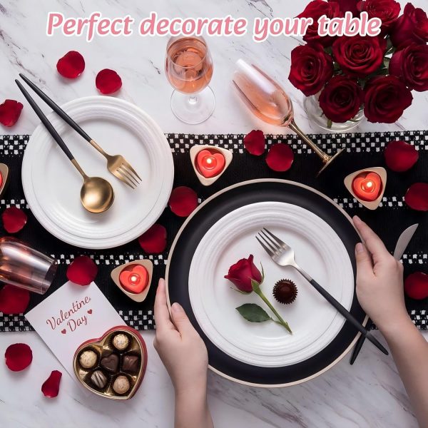 6 Black Placemats and Table Runner 15 Inch Round Braided Place Mats