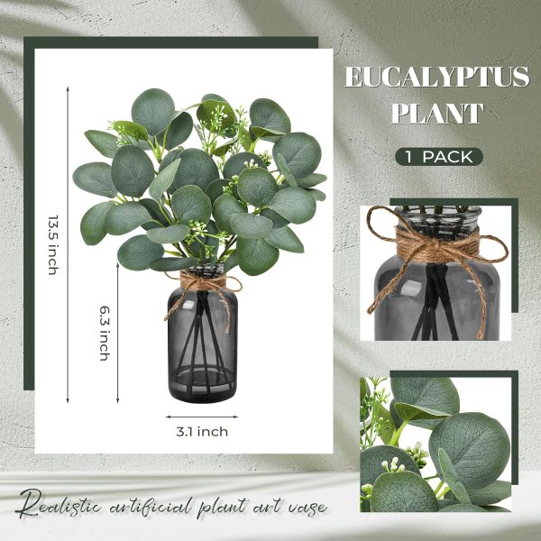 912crsVKArL._AC_SL1500_.jpg 13.5" Fake Plants for Black Bathroom Decor Artificial Eucalyptus Stems in Black